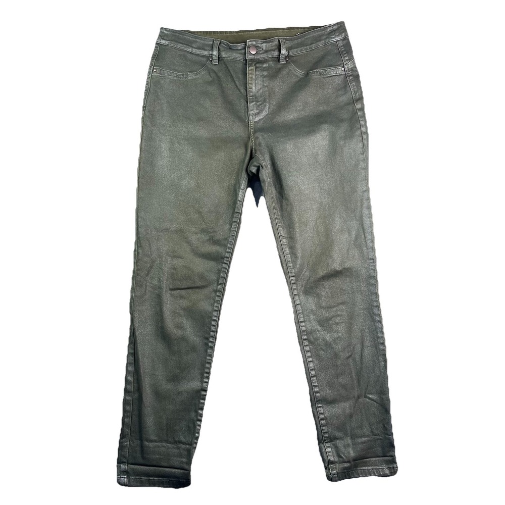 Soft Surroundings Metallic Jeans Women's 12 (33") Shiny Straight Leg #2CR14 READ